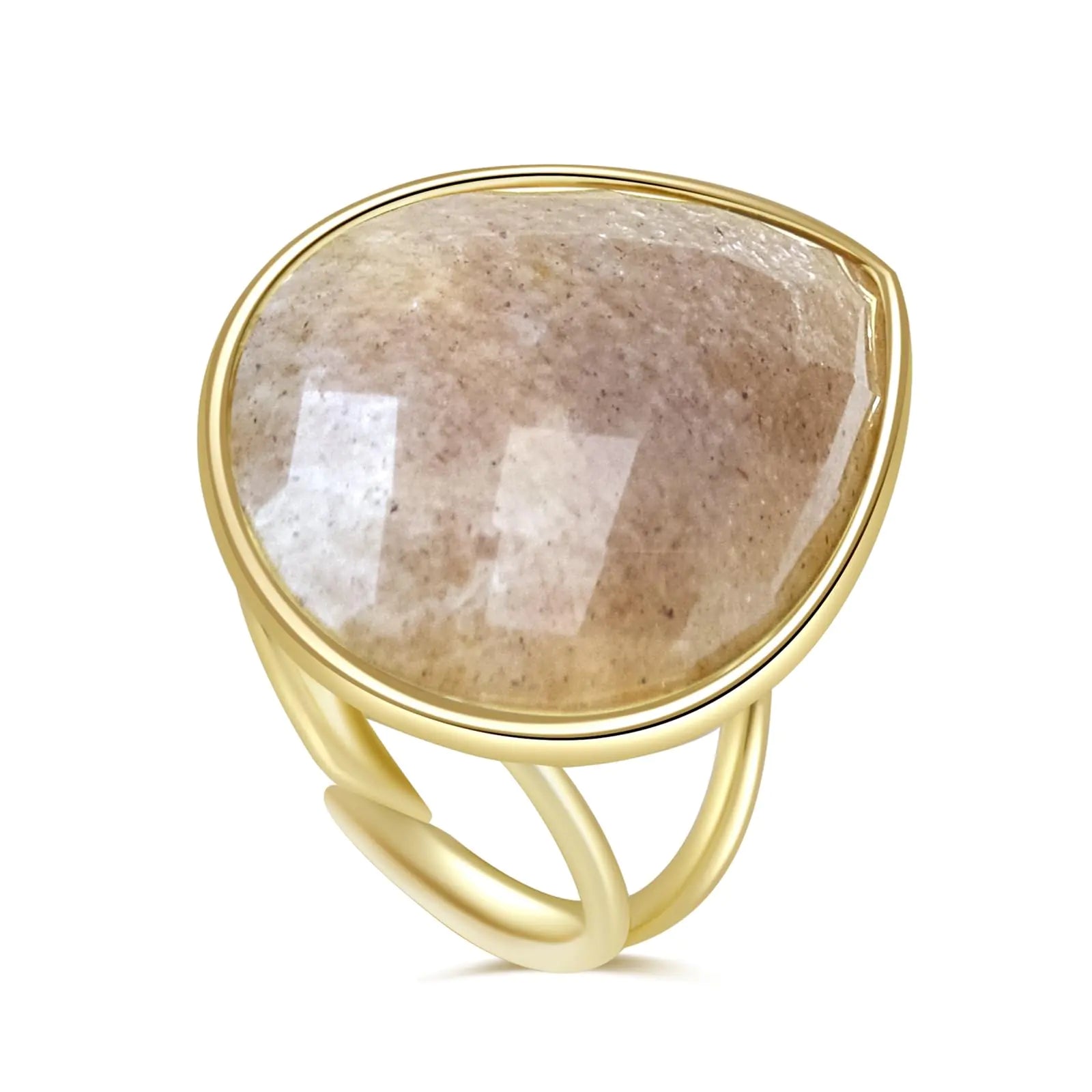 Crystal Ring for Women Natural Rose Quartz Green Fluorite Ring for Her Teardrop Shape Gemstone Ring Boho Ring for Gift Handmade rose quartz Jewelry Gold Adjustable Ring.