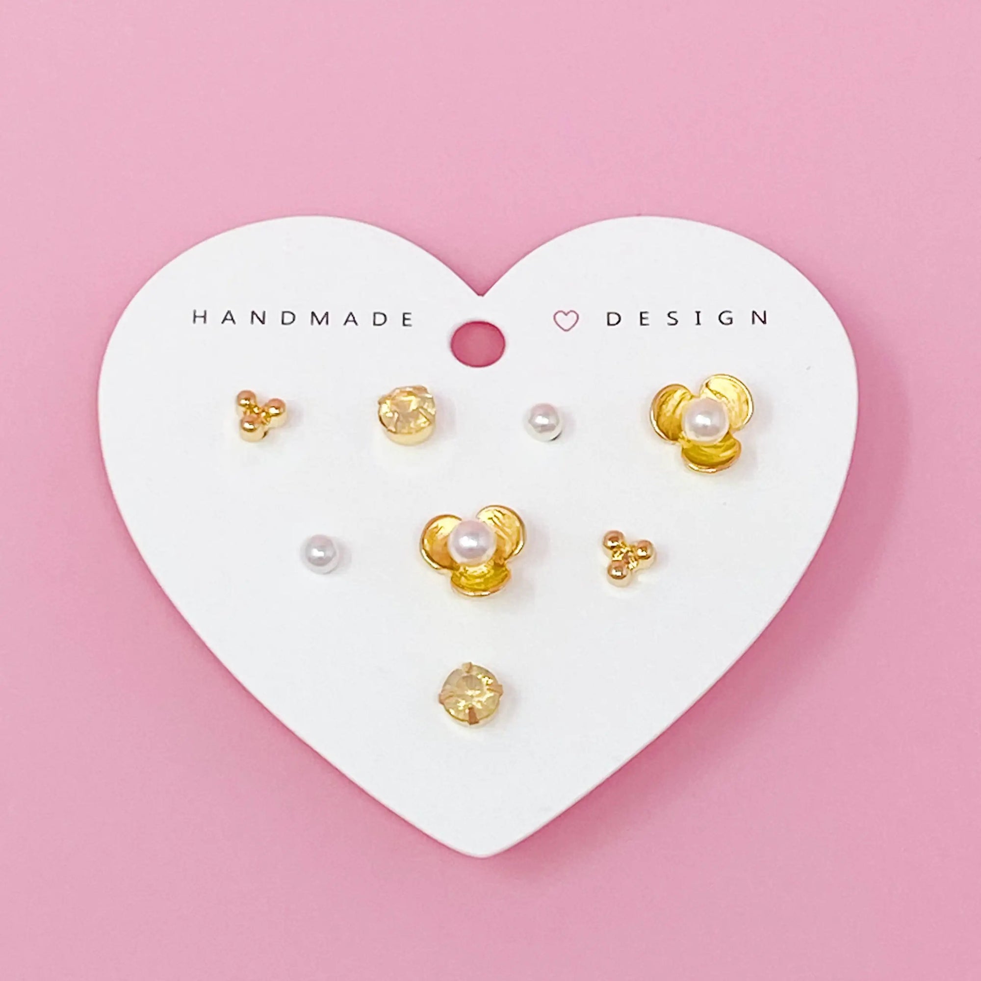 Blooming Heart Stud Earring Set Of 4